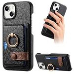 Protective Case Wallet Case Compatible with iPhone 13 Mini Case with Card Holder, Swivel Bracket Ring,Drop Protection Case Slim Phone Cover Back Case Compatible with iPhone 13 Mini Smartphone Slim Cov