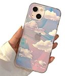 I-MGAE-IN-AR Cute Clear Crystal Designed for iPhone 13 Case 6.1 inch 2021 Released,Shockproof Protective Durable Phone Cases Slim Cover for White Cloud Aesthetic Glitter Design for Women,Girls…