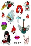 Tatsy The Rock N Rolla Set, Quality Temporary Tattoos, For Men and Women, Rock and Roll Rollin Tattoo Cover Up, Rock Star Party Kit, Guitar Sabbath Rocker Ozzy Rehab Freedom