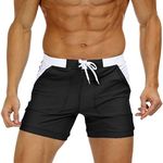 MAGNIVIT Mens Swimming Trunks Swim Briefs Slim Fit Bathing Suit Swim Shorts with Pocket Mens Swim Underwear Black 30