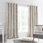 Catherine Lansfield Crushed Velvet 66x90 Inch Lined Eyelet Curtains Two Panels Natural