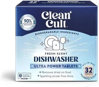 Cleancult Ultra Power Dishwasher Detergent Pods for Sparkling Streak-Free Shine, All-In-One, No Plastic Waste, 32 Count