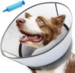 NoarWin Inflatable Dog Cone Collar, Soft Dog Cone for Dogs After Surgery, 2-in-1 Inflatable Dog Cone with Detachable Anti-Licking Shield, Adjustable Dog Cone Collar, Elizabethan Collar (L, Grey)