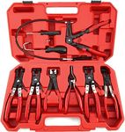 Supernic 9PCS Hose Clamp Pliers Flexible Spring Long Hose Clip Pliers Carbon Steel Automotive Car Maintenance Repair Tools with Case for Fuel Pipes Oil Pipes Radiator (Red)