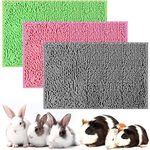 Riakrum 3 Pcs Guinea Pig Bedding Reusable Small Animal Guinea Pig Bed Fleece Guinea Pig Pee Pad Absorbency Washable Pet Soft Guinea Pig Cage Liner for Guinea Pigs Bunny Hamsters(Pink, Green, Gray)