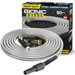 Bionic Steel Metal Garden Hose 50 Ft, Rust Proof 304 Stainless Steel Water Hose with Brass Fittings, Flexible & Heavy Duty Hose, Lightweight, Kink Free, Tuyau Arrosage - 2024 Model