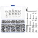 Countersunk Head Bolts and Nuts and Washers Set, 600 Pcs M3 M4 M5 Flat Head Hex Socket Head Cap Machine Screws Nuts and Bolts Kit, Stainless Steel Allen Head Machine Screws Fastener