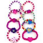 Little Princess Party Jewellery 8 Wooden Beaded Friendship Bracelets for Girls - Party Bag Fillers for Kids Party - Christmas Birthday Party Favours