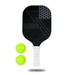 Quasi Eastern Carbon Fibre Pickleball Paddle | Polypropylene Honeycomb Core | 19 mm Thickness | Premium Grip | 225g | Precision & Control | Beginner to Advanced | Free 2 x Performance Balls, 1 x Cap