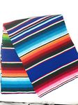 Mexitems Large Authentic Mexican Blankets Serape Blanket 84" X 60" (Pick Your Color) Pattern Might Vary Slightly (Royal Blue) Zarape