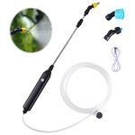 DOUBFIVSY Battery Powered Sprayer, Electric Sprayer Wand Rechargeable Portable Garden Plant Sprayer with 3 Nozzles and 3M Hose Mister Sprayer for Yard Lawn Weeds Plants(5V Sprayer)