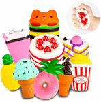 Slow Rising Jumbo Squishies Toys Set - 9 Pack Soft Kawaii Squishy Hamburger Popcorn Cake Ice Cream Donut Stress Relief Squeeze Toy for Boys and Girls