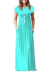 HAOMEILI Women's Casual Short/Long Sleeve Maxi Dress with Pockets XX-Large Nile Blue