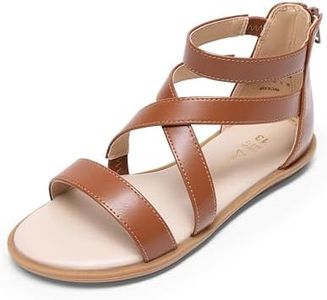 DREAM PAIRS SDSD2215K Unisex-Child Gladiator Sandals with Zipper Strappy Brown - 1 Little Kid