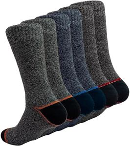 DIVABONNA 6 PARES Calcetines Térmicos Hombre - Calcetines Trabajo Hombre - Calcetines Senderismo Antiampollas - Calcetines Reforzados Algodón (40-46, Jaspeado Colores)