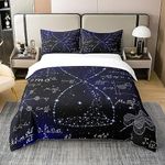 100% Cotton Science Bedding Set Hourglass Purple Galaxy Comforter Cover Physics formula Duvet Cover for Boys Girls Math Equations Geometry Axis Art School Bedclothes Child Dorm Decor 3Pcs Super King