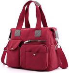 SHIFANQI Tote Bags for Women,Stylish Ladies Nylon Shoulder Bag,Top Handle Purses and Handbags,Multi Pockets Work Totes,Water Resistant Travel Crossbody Bag (Pure Wine Red)