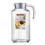 Glass Pitcher Jug with Lid Fridge Door Clear Carafe Juice Pitchers Lidded Refillable Picnic for Drinks Water Cocktail Ice Tea Beverage Pouring Spout Jugs/Pitchers Parties Tableware (1.8L)