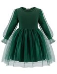 Arshiner Baby Girls' Dresses Long Sleeve Solid Tulle Dress Formal Princess Party Tutu Dress Green 2t Dresses for Girls