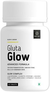 Dr. Su Gluta Glow Supplement | 500mg L-Glutathione with Vitamin C, E, Zinc, Selenium & NAC | For Pigmentation, Dull & UV-Damaged Skin | 2 Tablets/Day | 60 Capsules | Unisex | Skin Radiance Support