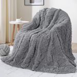 Drewin Weighted Blanket 20lbs, Dual Sided Fluffy Fuzzy Sherpa Queen Size Weighted Blankets for Adults, 3D Stylish Jacquard Tranquility Blankets for Sleep and Relax, Grey, 60 x 80 inches