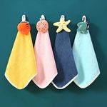 Khillayox Microfiber Wash Basin Hanging Hand Kitchen Towel Napkin with Ties | Soft Hanging Hand Towel for Bathroom & Kitchen- Set of (4)