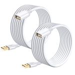 USB Extension, Costyle 2 Pack USB 2.0 16ft/5m USB Type A Male to A Female Extension Cord USB Cable Extender with Gold-Plated Connectors Compatible for Flash Drive, Mouse, Keyboard (White, White)