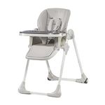 Kinderkraft Highchair YUMMY, Baby Chair, Ergonomic, Comfortable, Reclining, Foldable, with Ajustable Height, Footrest, Detachable Double Tray, for Toddler, from 6 Month to 3 Years, Gray (Pack of 1)