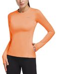 BALEAF Thermal Shirts for Women Long Sleeve Fleece Tops Running Workout Cold Weather Gear Compression Zipper Pocket, Apricot, XX-Large