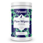 Petpost | Paw Wipes for Dogs - Nourishing, Revitalizing Dog Paw Cleaner with Coconut Oil, Jojoba Oil, and Aloe - Ultra Soft Cotton Pads - Cherry Blossom Scent 70 ct