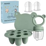 MumEZ Baby Fruit Feeder Pacifier - Convenient Baby Food Feeder Set,Baby Food Dummy Feeder, Baby Food Freezer Trays Included（Sage）