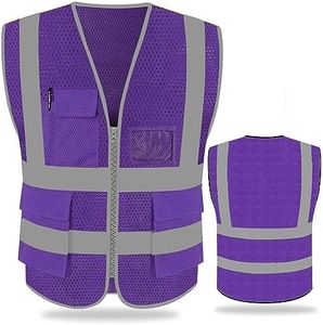 FEimaX High Visibility Safety Vest Mesh Reflective Work Vests for Men Women with Pockets and Zipper Meets ANSI/ISEA Standards