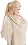 Muslin Nursing Cover for Baby Breastfeeding, Breathable 100% Cotton Breastfeeding Cover with Rigid Hoop for Mother Nursing Apron, Multi-use Carseat Canopy (Summer Wheat)