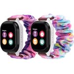 2 Pack Scrunchie Band for Kids Compatible with Gizmo Watch 3 2 1,Gabb Watch 3 2 1,SyncUP Kids Watch,Cosmo JrTrack 3/2 SE/2/JrTrack,20mm Cute Printed Soft Elastic Stretchy Solo Loop Bands Boys&Girls