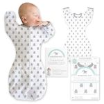 Amazing Baby Transitional Swaddle Sack, Arms Up Half-Length Sleeves & Mitten Cuffs, Swaddle for Newborn Transition to Baby Sleep Sack Wearable Blanket, Medium, 3-6 Month, 14-21 lb, Sterling Tiny Bear