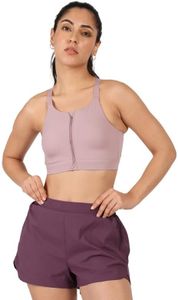 BlissClub Zip-Up Sports Bra | Front Zip Closure | Attached Hook for Extra Support | Adjustable Straps | Removable Cups