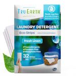 Tru Earth Eco-Strips Laundry Detergent Strips 32 Loads. No Plastic Packaging, Ultra-Concentrated, Pre-Measured Strips, Easy Storage. Great for Machine & Hand Washing, Fresh Linen