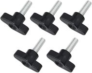 FMHXG M8 x 25mm T Handle 5PCS 8mm x 25mm Male Thread Black Plastic T Handle Screw Type Clamping Knob, T-Shape Clamping Handle Screw Knobs Handle