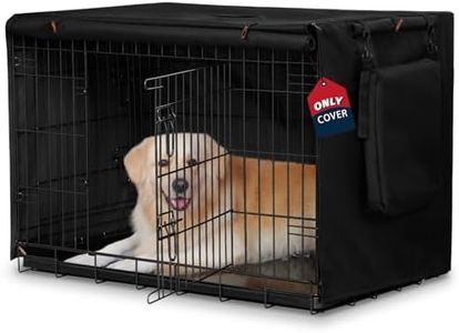 VERABE 600D Dog Crate Cover, Waterproof Pet Kennel Cover with Storage Bag Fit for 48 Inch Wire Crate Dog Cage, 48 Inches, Black