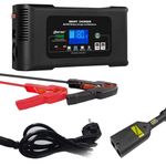 Golf Cart Battery Charger, 36V 18A and 48V 13A Car Trickle Battery Charger 18-Amp Smart Charger with Large LCD Display Lithium LiFePO4, Lead-Acid AGM/Gel/SLA, EZ-GO, TXT, Car, Boat (EZ-GO Flat Plug)