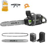 NovorikX 60V Max Electric Chainsaw with 5.0Ah Battery, 2700W Brushless Motor, 18" & 16" Guide Bars, 22 m/s Chain Speed, Auto Oiler, Tool-Assist Tensioning, Triple Safety Protection