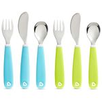 Munchkin Splash Toddler Fork, Knife and Spoon Set, 6pk, Blue/Green