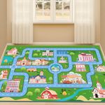 Vmterliya Kids Carpet Playmat, City Life Road Traffic Fun Playroom Rug for Playing Cars, Multi Color Activity Centerpiece Play Mat Educational Nursery Rug for Boys Kids Baby Bedroom(59X39.4 INCH)