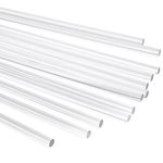 12 Pack Plastic Dowel Rods for DIY Projects, 6mm Diameter Clear Acrylic Sticks for Party Decorations (30.5 cm in length)