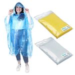 EBuyGB Unisex 12165 Pack Of 9 Adult Emergency Waterproof Rain Ponchos - Reusable, Transparent, Yellow & Blue