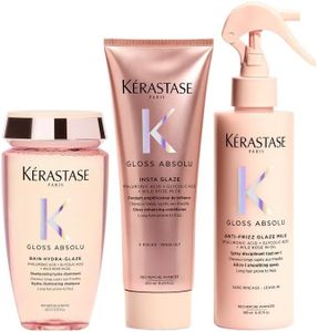 Kerastase PACK Gloss Absolu Hydra-Illuminating Shampoo 250ml, Gloss Absolu Gloss Enhancing Conditioner 200ml & Gloss Absolu All-in-1 Smoothing Spray