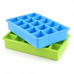 Zollyss Silicone Ice Tray | 2 Pack | 15 Each Ice Cube Tray | Stackable Flexible & Multicolor | Easy-Release Flexible Silicone | Provides Mess-Free Ice Removal