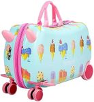 Bopeep Kids Ride-On Suitcase Scooter Children 2-in-1 Travel Rolling Luggage Organizer Carry-On Bag Trolley, w/Spinner Wheels, Shoulder Strap, for Kids Toddlers, Waterproof Shell(Ice Cream Pattern)