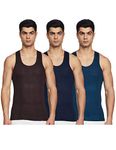 Rupa Jon Men Colour Regular Fit Round Neck Sleeveless Cotton Vest Innerwear,Assorted Colour Pack of 3