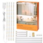 Kintion LED Under Cabinet Lighting, Flexible Under Counter LED Lights for Kitchen, Shelf, Counter, Showcase, Cupboard, 6.6FT Under Cabinet LED Light, Warm White LED Strip Lights, with Power Adpter